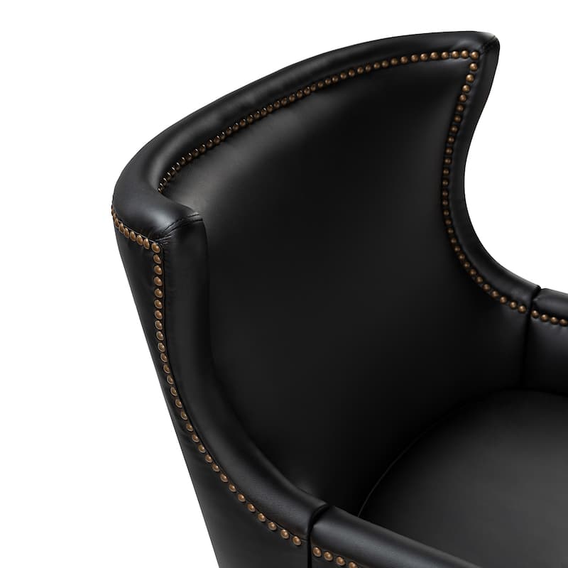 Angeles Mid-century Modern Ergonomic Vegan Leather Accent Armchair with ...