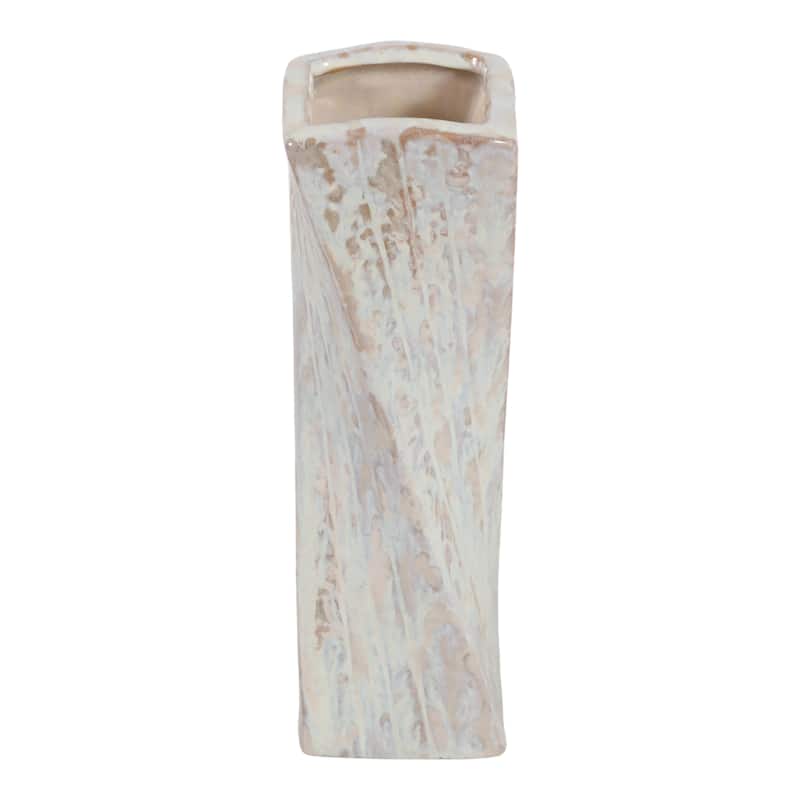 Decorative Vase - Ivory Ceramic Twist Design