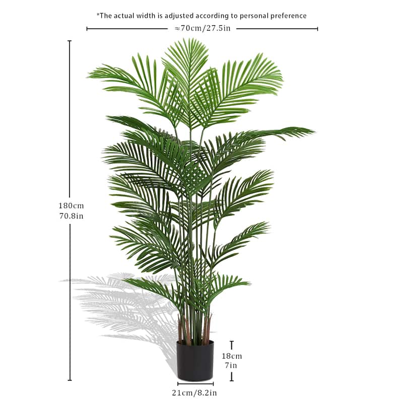 GDFStudio - Thalassa Artificial Areca Palm 5.9FT Tall Faux Tropical Tree in Pot（Set of 2）