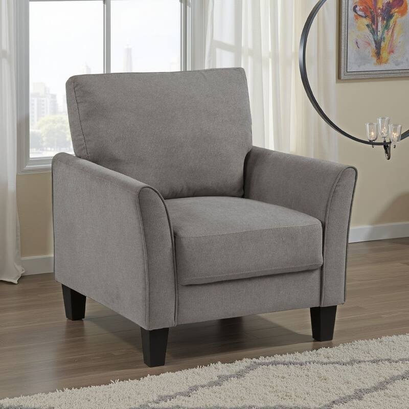Xumo Sofa Armchair, Taupe Gray 34 Inch, Black Tapered Wood Legs