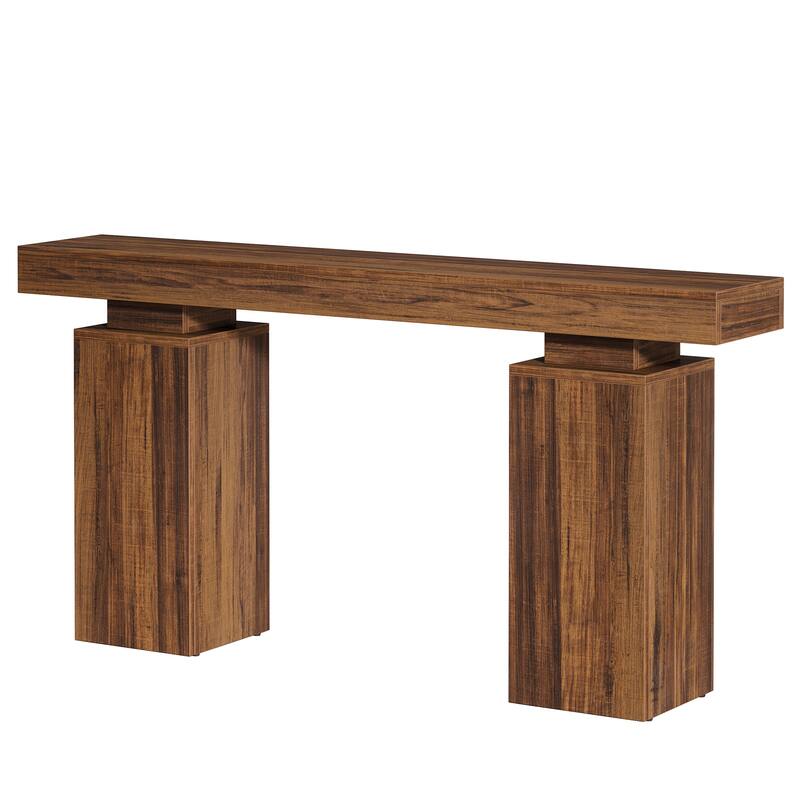63-Inch Long Console Table, Farmhouse Entryway Table Behind Couch