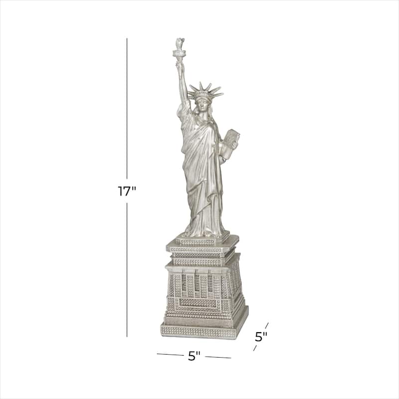 Polystone Statue of Liberty Decorative Sculpture - Gold or Silver - Roche River Decor