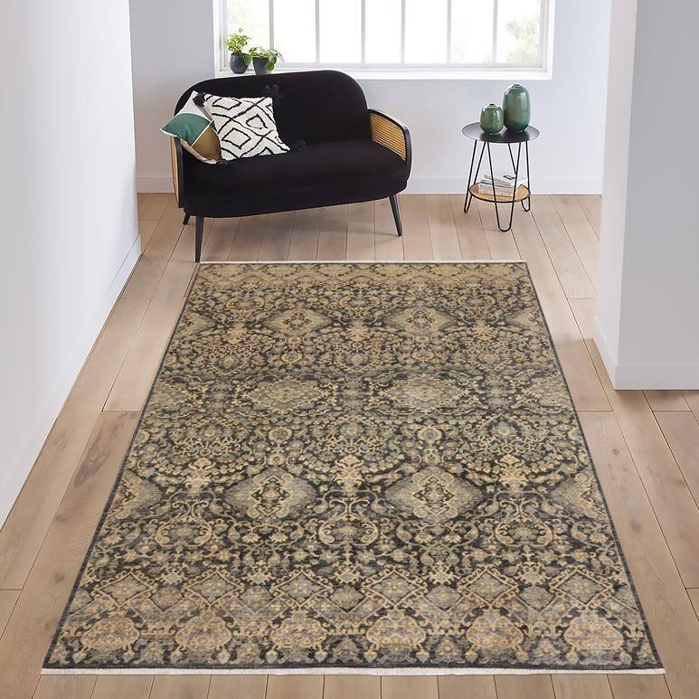 Bohemian Ziegler Cesar Gray Blue Hand-Knotted Wool Rug - 5'2'' x 8'3''