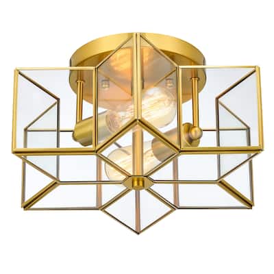 CO-Z 2-Light Star Semi Flush Mount Ceiling Light Fixture - Gold