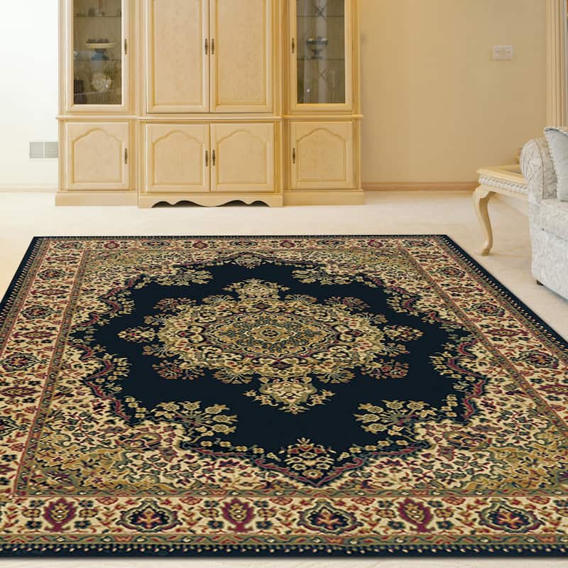 Admire Home Living Caroline Traditional Medallion Area Rug - 5'5" x 7'7" - Black
