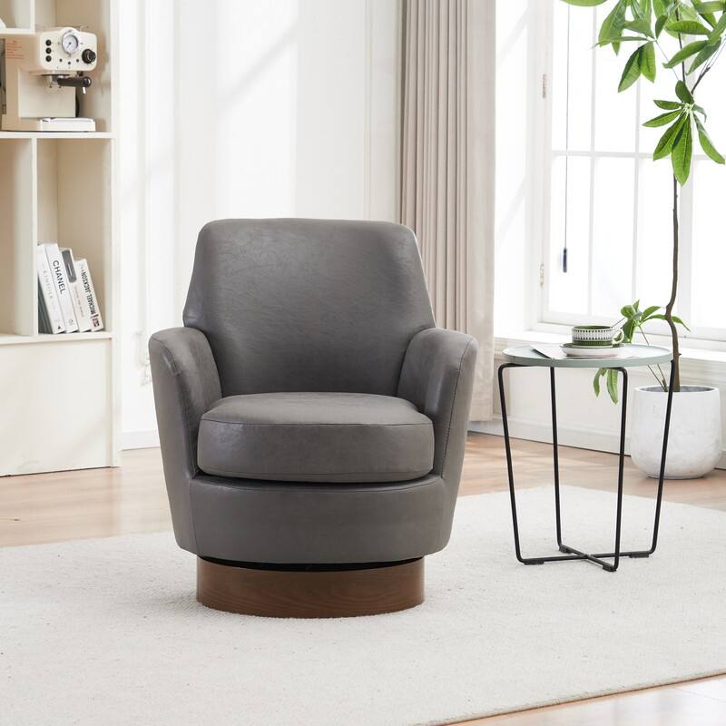 Sofa and Comfortable Swivel Barrel Chair with Gold Stainless Steel Base 