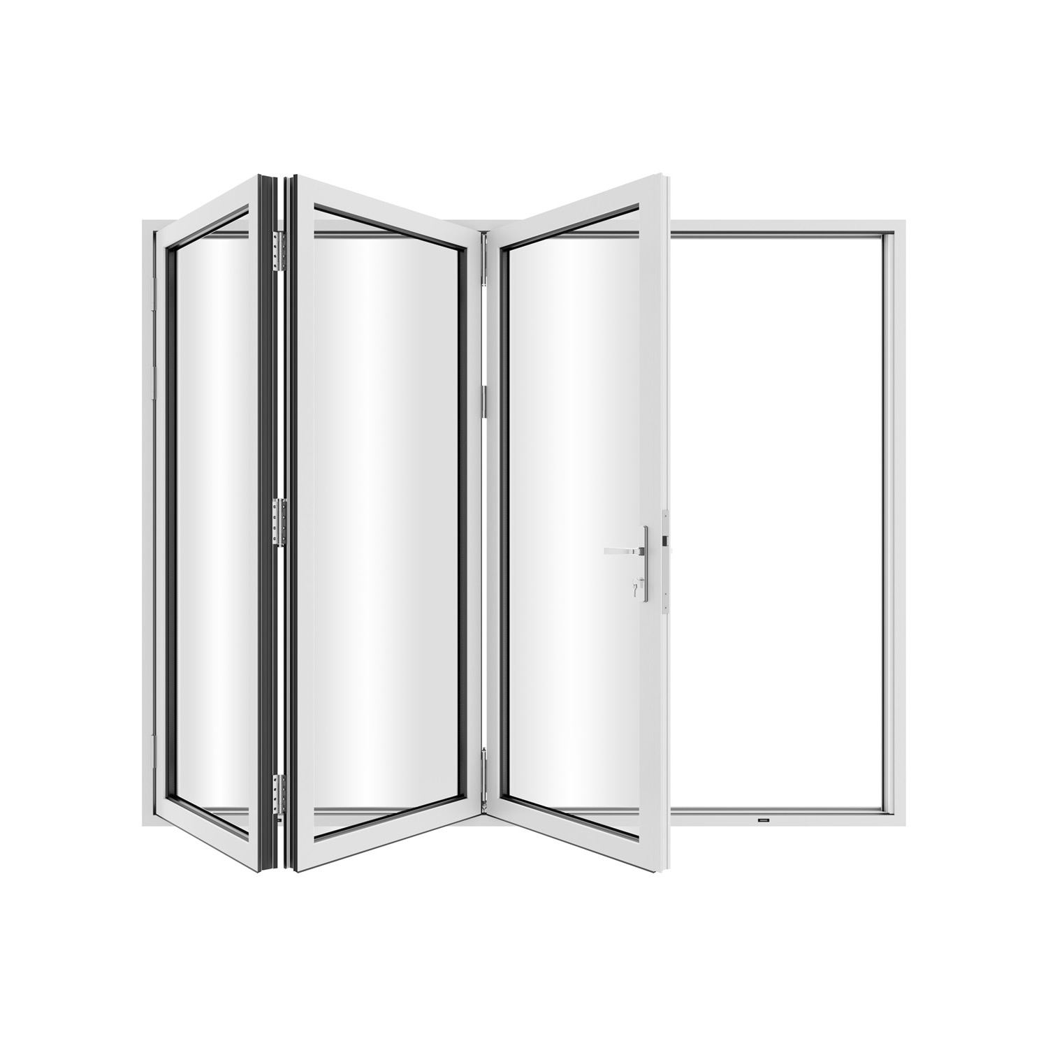 KaMic 96" x 96" 3-Panel Aluminum Patio Folding Door Right to Left-Outswing