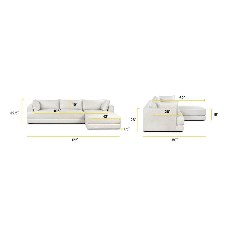 Poly & Bark Marcel 122" Sectional Sofa with 80" Chaise