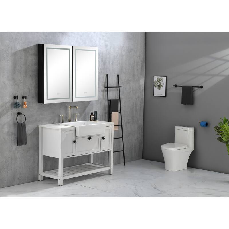 36"x24" LED Lighted Bathroom Medicine Cabinet with Mirror,Adjustable Shelves,Intelligent Switch Cabinet,Aluminum Frame
