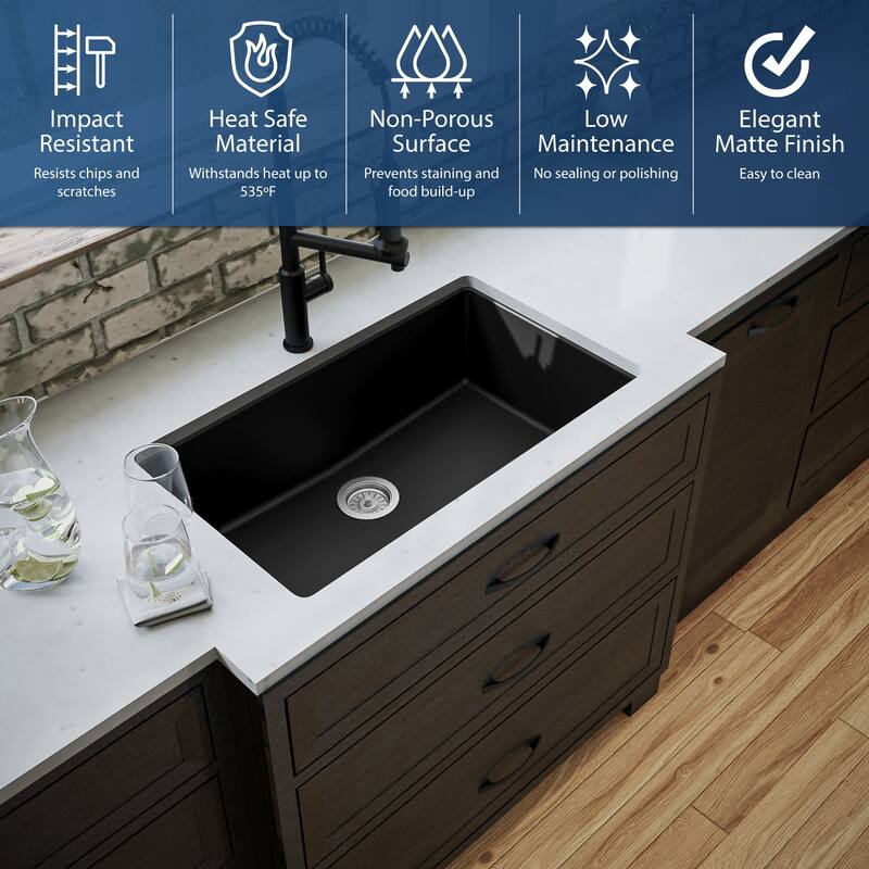 Karran Undermount 32.5 in. Large Single Bowl Quartz Kitchen Sink