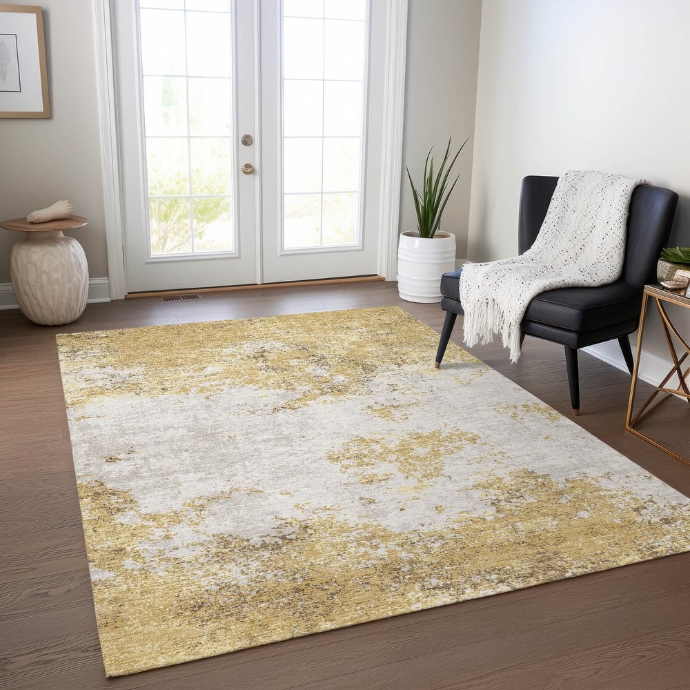 Machine Washable Indoor/ Outdoor Abstract Pixels Chantille Rug