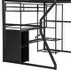 preview thumbnail 13 of 12, Full Size Metal LED Gaming Loft Bed with Built-in Desk & Open Wardrobe