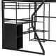 preview thumbnail 13 of 15, Full Size Metal Loft Bed with Built-in Work Station, Open Wardrobe, Heavy Duty Loft Bed Frame with LED and Multiple Storage