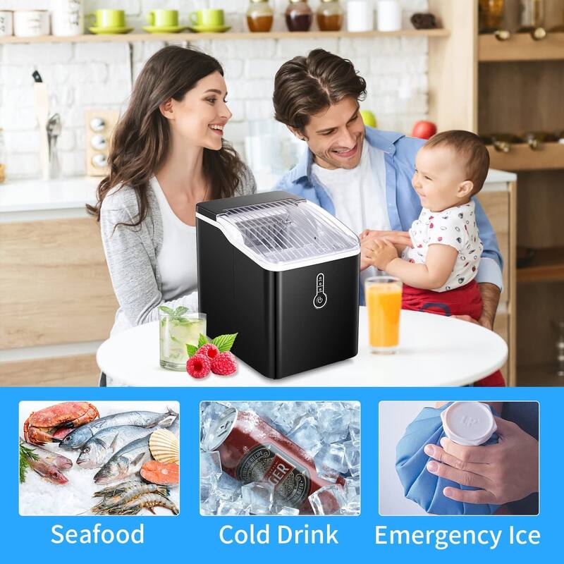 Ice Maker, 9 Cubes Ready in 8 Minutes, Quick Ice Making for Home