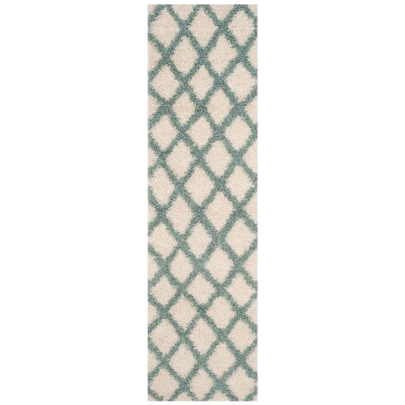 SAFAVIEH, Dallas Shag Rashmi Trellis 1.5-inch Thick Rug - 2'3" x 6' Runner