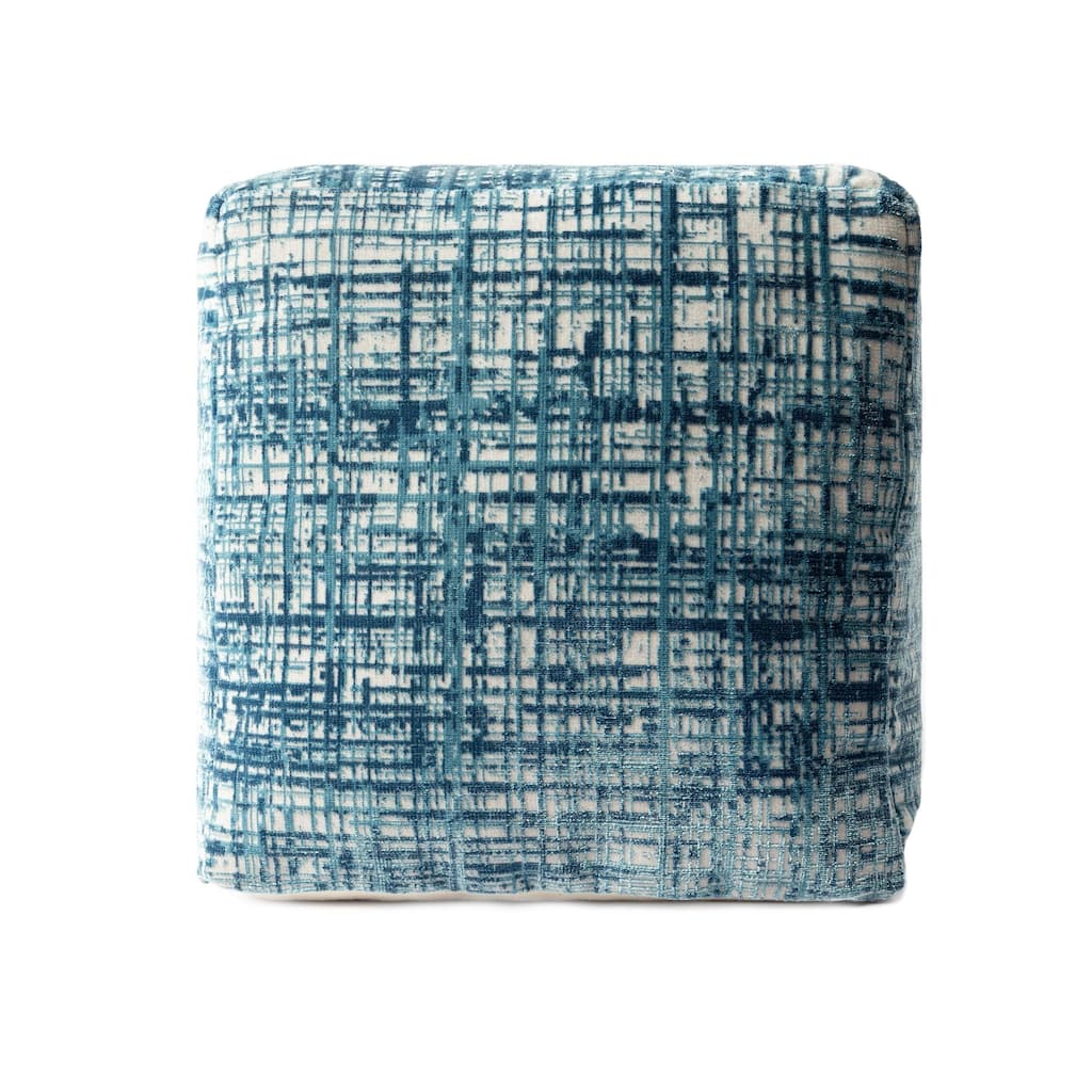 Abstract Square Pouf Ottoman - 18" - Blue and White
