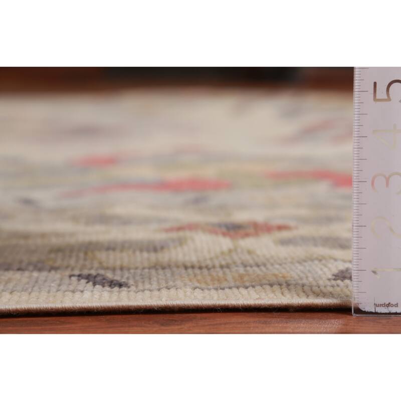 Hand Knotted Oriental 100% Wool Carpet Transitional All-Over Beige & Ivories Oushak Area Rug - 12' 5'' X 9' 1''