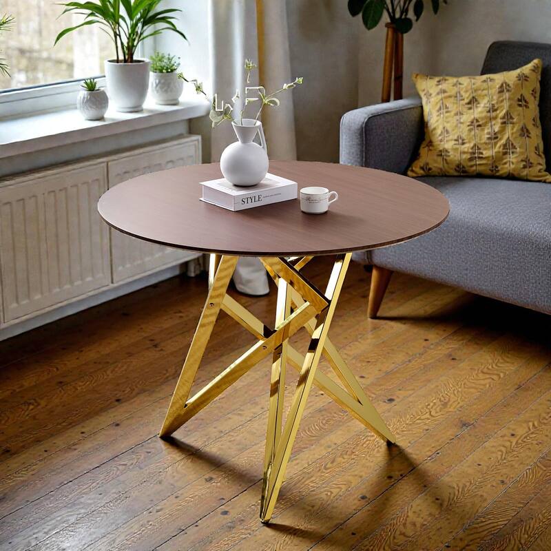 37 Inch Round Dining Table with Metal Legs, Small Kitchen Table for 2 to 4 People, Modern Space Saving Design