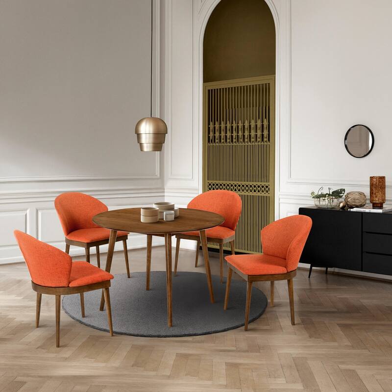 Juno Black or Walnut Wood Upholstered Dining Chairs - Set of 2