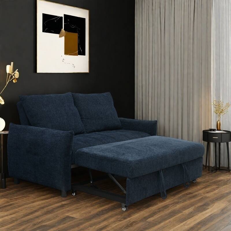 Loveseat Convertible Pull-out Sleeper Sofa Bed, Adjustable Backrest Futon Couch Sleeper Recliner Sofa Couch for Living Room