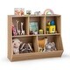 preview thumbnail 6 of 5, 5-Cubby Kids Toy Storage Organizer Wooden Bookshelf Natural/White Natural