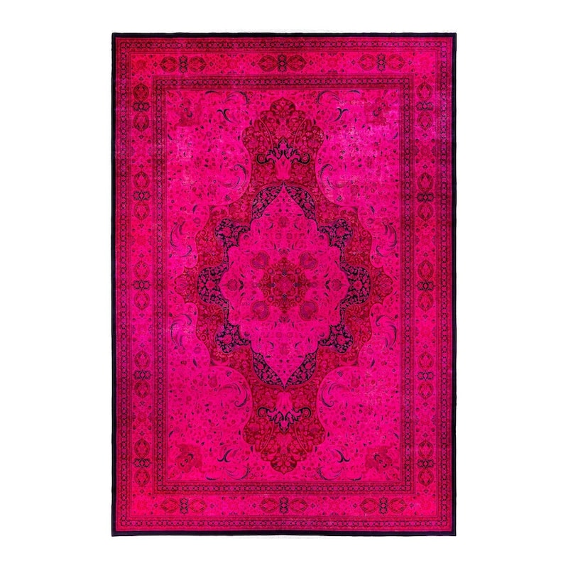 Overdyed, One-of-a-Kind Hand-Knotted Area Rug - Pink - 12' 1" x 18' 0"