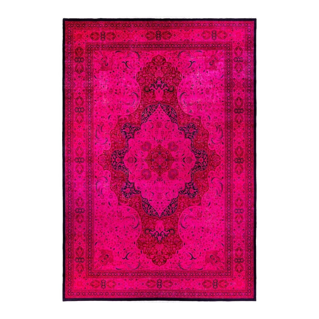 Overdyed, One-of-a-Kind Hand-Knotted Area Rug - Pink - 12' 1" x 18' 0"
