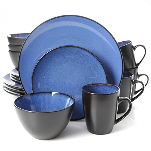 Gibson 107136.16 Home Elite Bella Galleria 16 Piece Blue Dinnerware Set