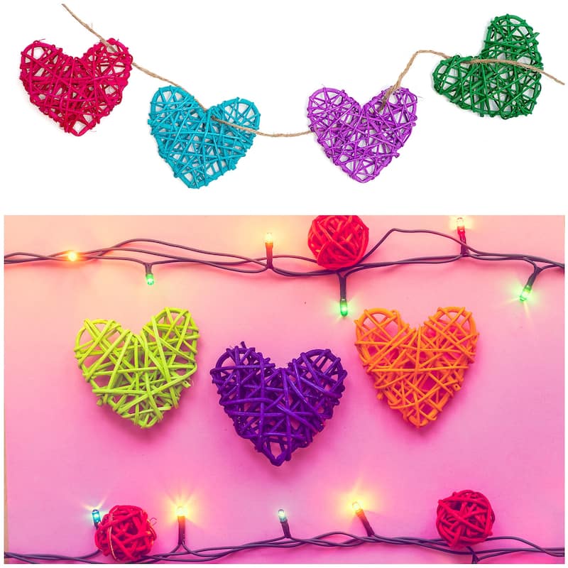 8Pcs Heart Rattan Ball Vase Filler Home Decoration 2 in