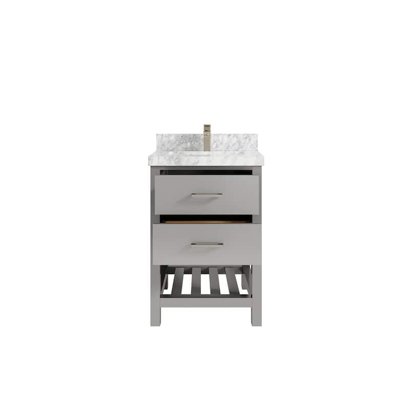 Willow Collections 24 x 22 Parker Single Bowl Sink Bathroom Vanity in Elephant Skin Grey with Countertop