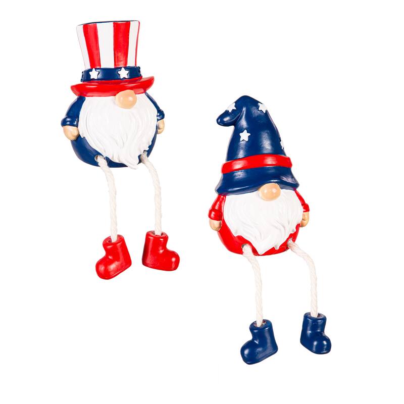 3.25" Resin Patriotic Gnome Table Decor Set
