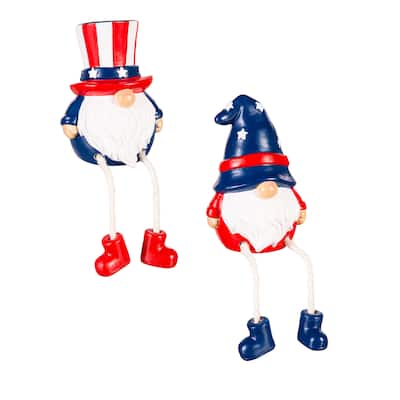 3.25" Resin Patriotic Gnome Table Decor Set