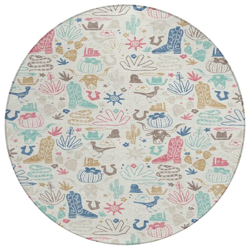 Machine Washable Indoor/ Outdoor Modern Ranch Chantille Rug