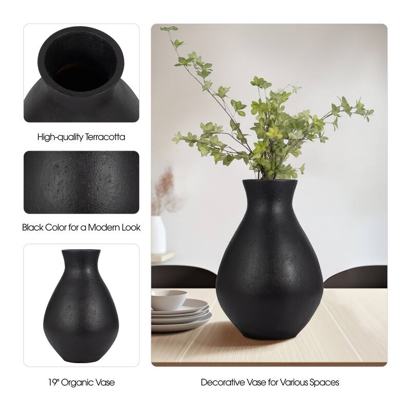Sagebrook Home Terracotta, 19" Unique Vase, Round, Textured, Serenity/Mysterious, Ideal gift