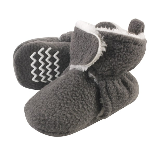 slide 1 of 1, Hudson Baby Baby Cozy Fleece and Faux Shearling Booties, Charcoal 0-6 Months - Charcoal