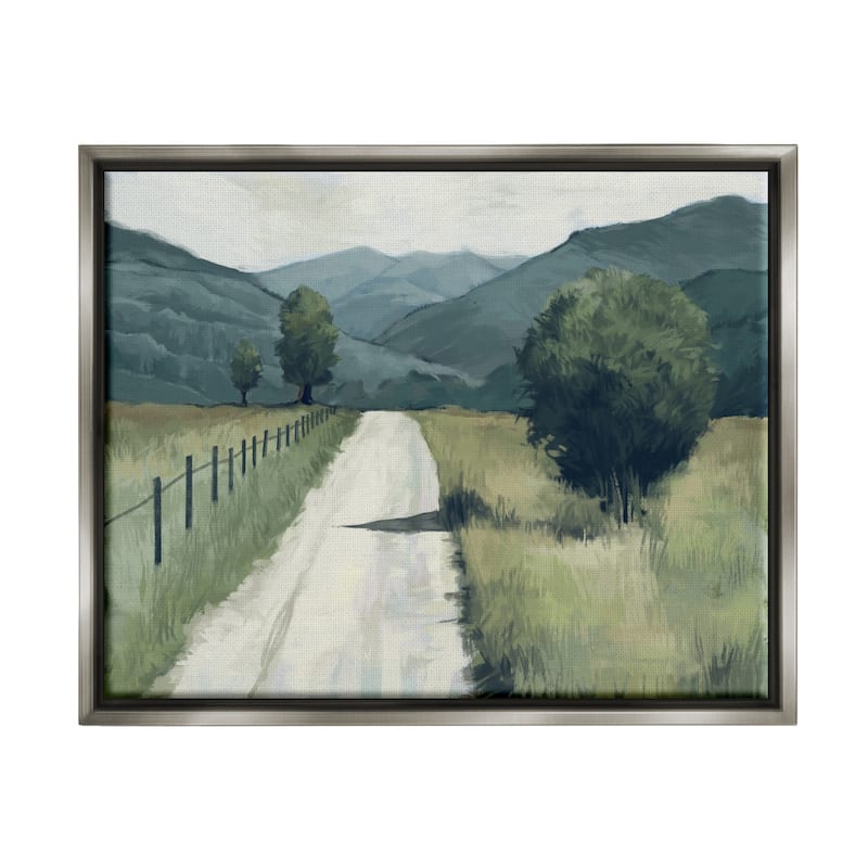 Stupell Farmland Fields Green Blue Landscape Painting Floater Frame - 24 x 30 - Grey