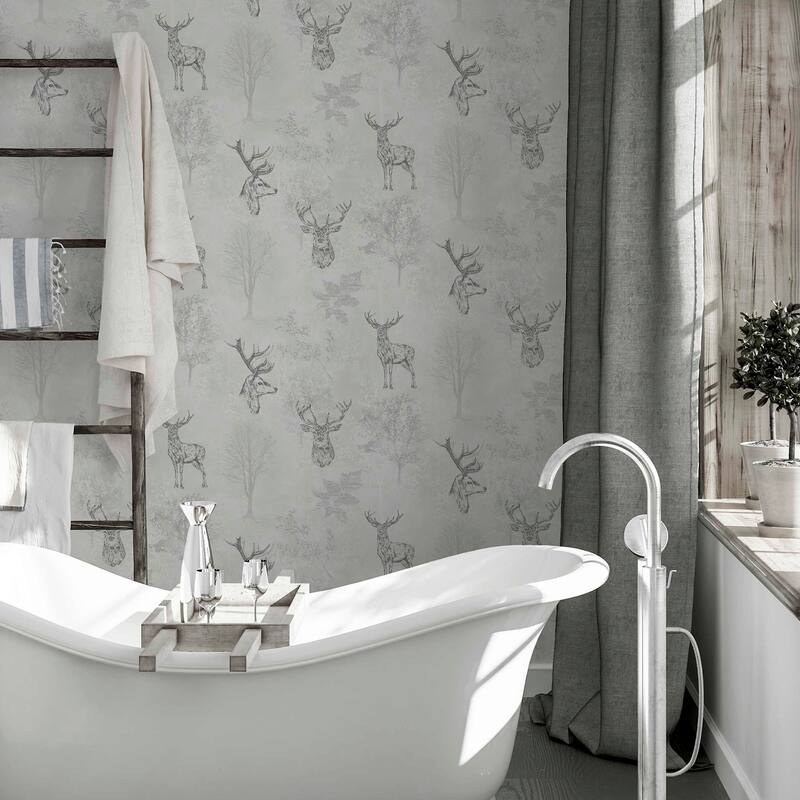 Arthouse Gilbert Black Etched Stag Wallpaper