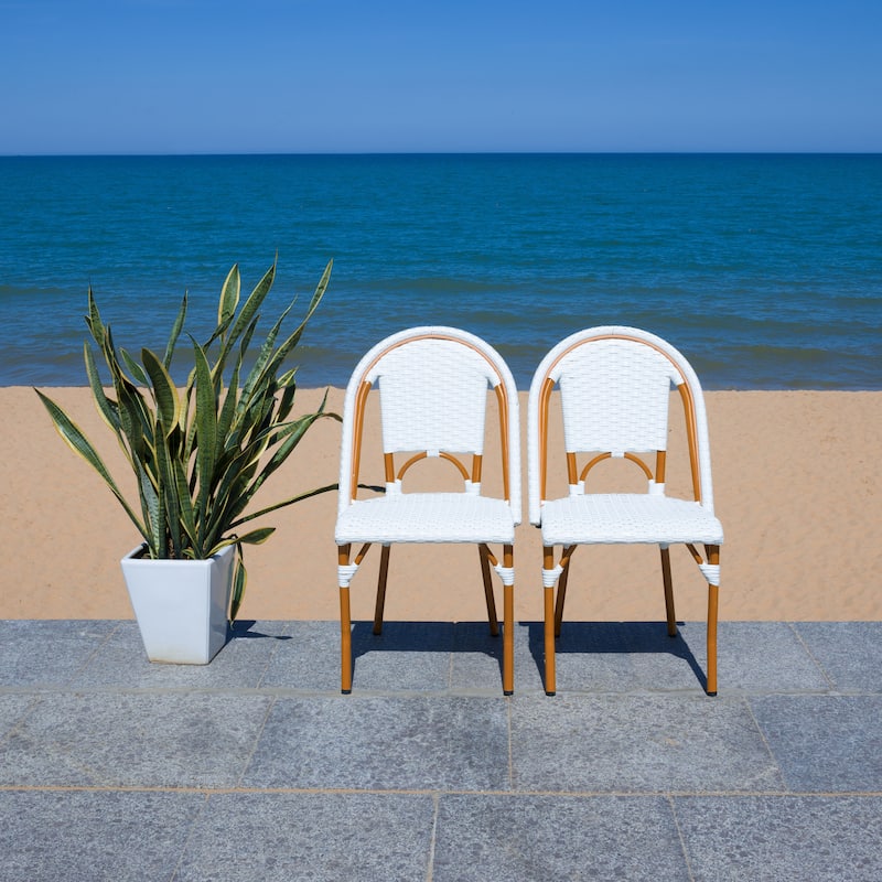 SAFAVIEH Emiliana Outdoor Side Chair Set of 2 (Fully Assembled) - 20Wx35Dx22H - White