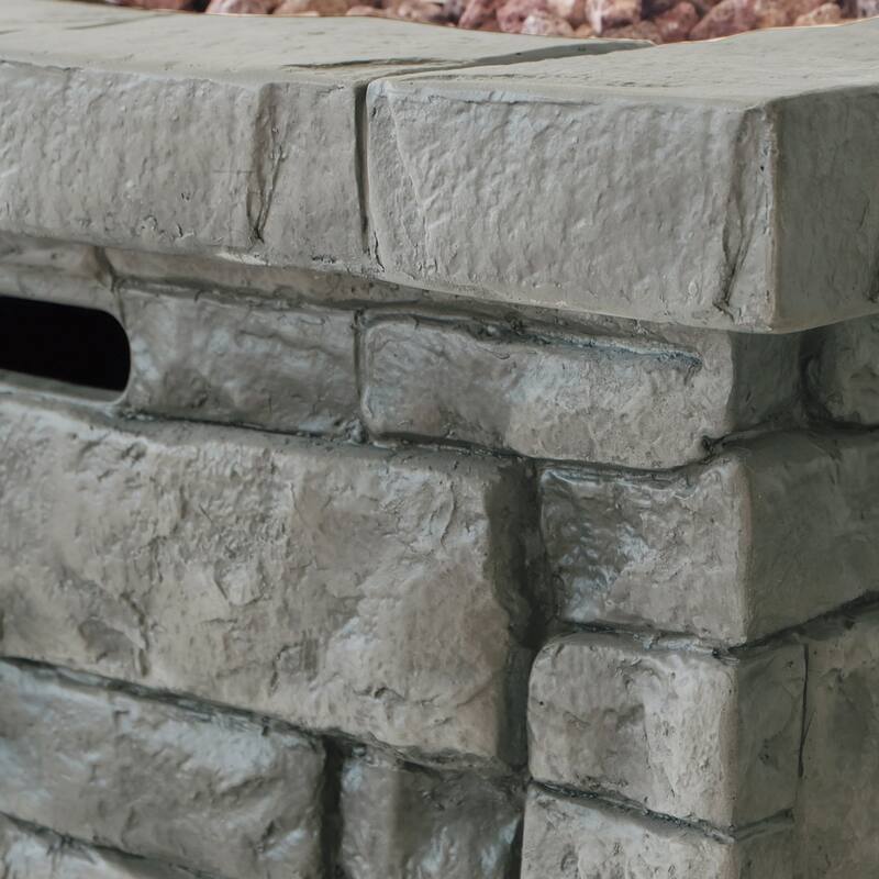 30 in. W x 30 in. D x 24 in. H Square Propane Burning Outdoor Fire Pit in Grey