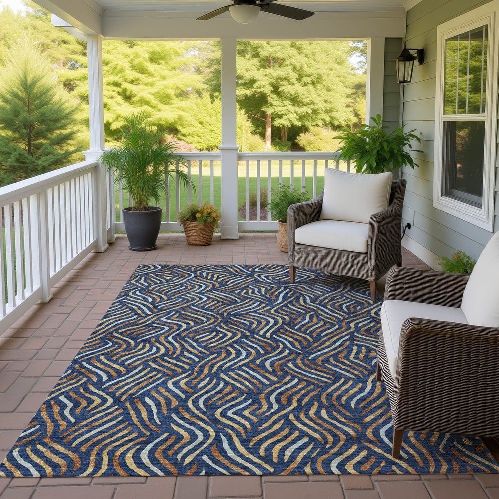 Machine Washable Indoor/ Outdoor Modern Jamie Chantille Rug