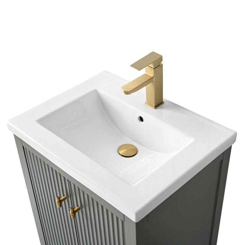 Vanity Art 24" Single Sink Bathroom Vanity Cabinet with Ceramic Top