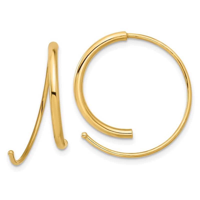 Curata 14k Yellow Gold Polished Round Curved Threader Earrings - 23.77x25mm