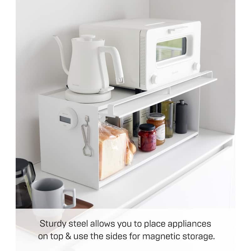 Yamazaki Home Front-Opening Countertop Storage Rack, Steel - L 10.51 x W 23.62 x H 9.92 inches