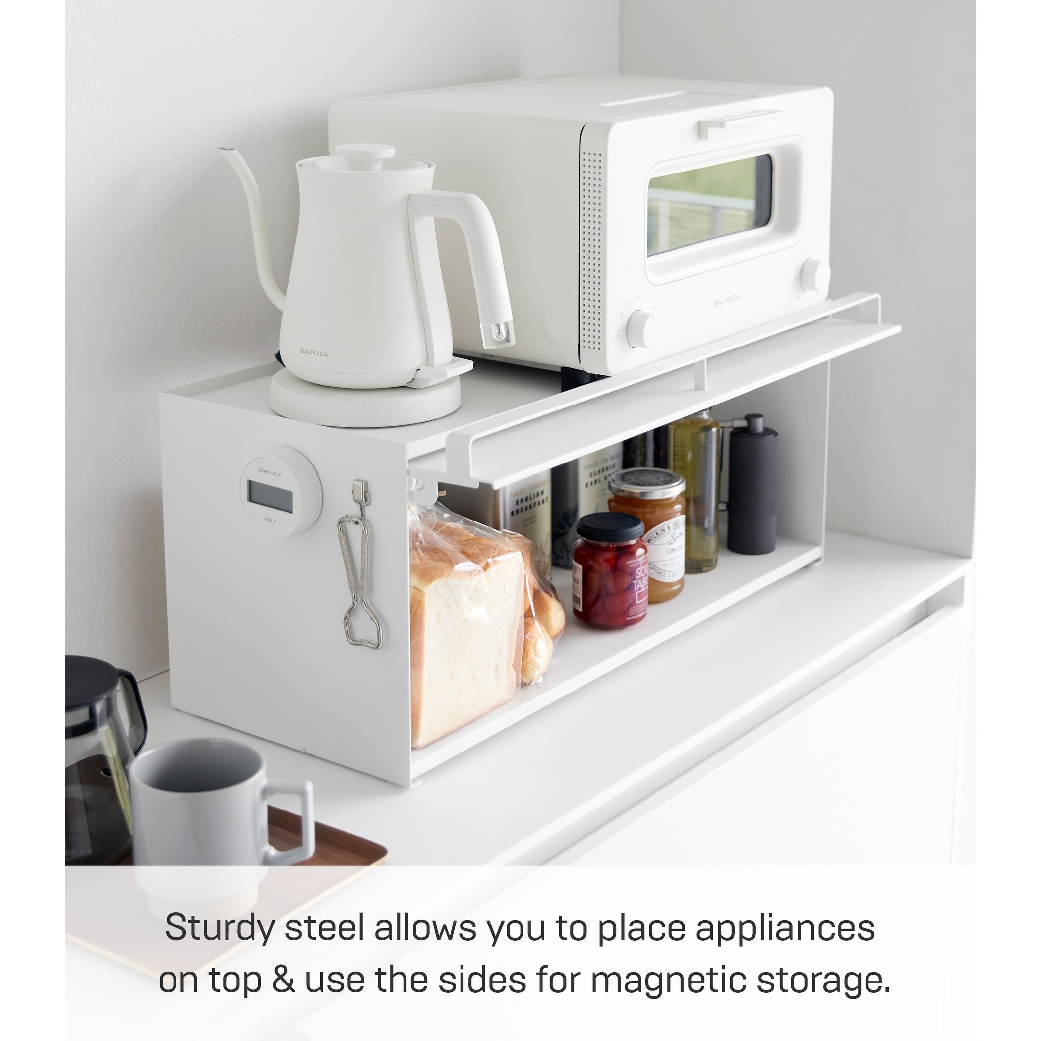 Yamazaki Home Open-Back Countertop Storage Rack, Steel - L 10.51 x