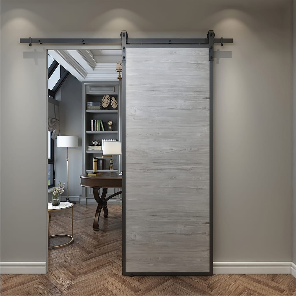 Shack Reclaimed Wood-Look and Steel Barn Door Slab 33 in.