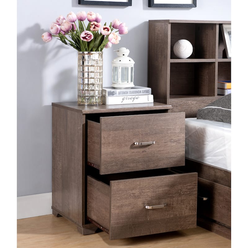 DH BASIC Transitional 2-Drawer Nightstand with Bar Pulls by Denhour