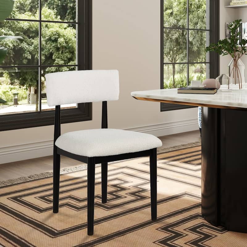 Modern Minimalist Boucle Upholstered Dining Chairs, Set of 2