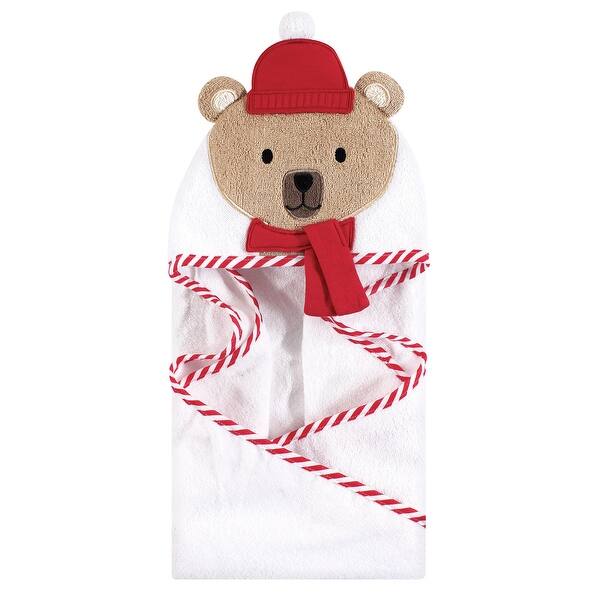 slide 1 of 1, Hudson Baby Infant Cotton Animal Hooded Towel, Bear W Scarf, One Size - Bear W Scarf - One Size One Size - Bear W Scarf
