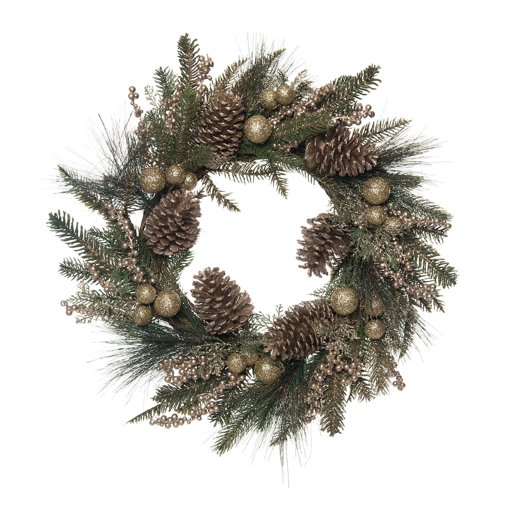 Transpac Artificial 24 in. Multicolor Christmas Pine Wreath