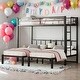preview thumbnail 2 of 8, Twin XL over Twin & Twin Bunk Bed Metal Triple Bunk Bed, Black
